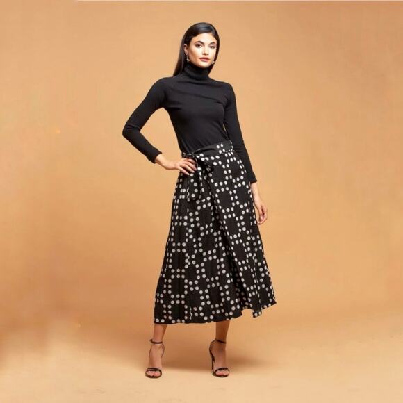 Anthropologie Eva Franco Palazzo Pants Black White Polka Dot Work Boho Size 4 - Picture 11 of 16